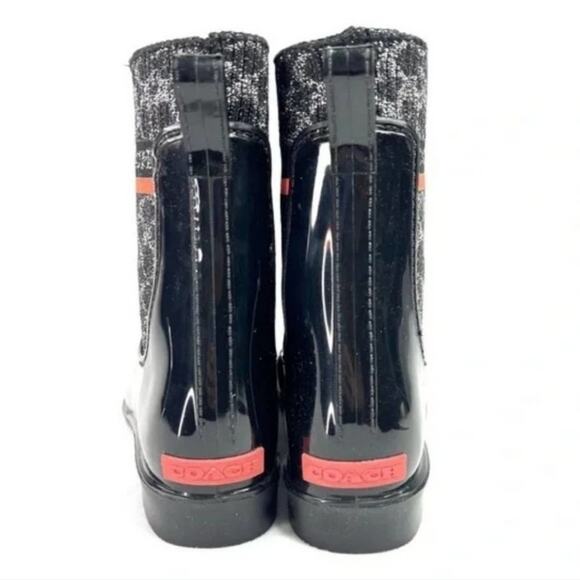 Coach Rivington Rain Bootie Black Chelsea Ankle Logo Rain boots size 8 new!!! - Picture 4 of 5